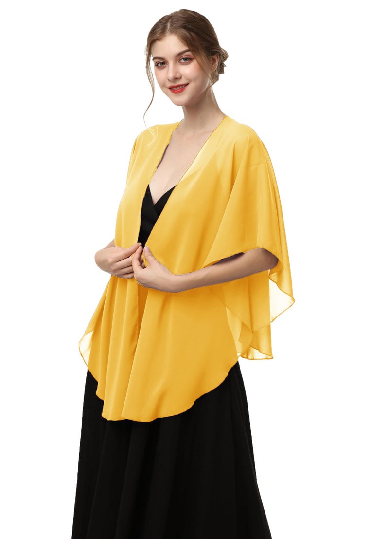 Hotshawl Womens Chiffon Shawls and Wraps, Wedding Party Shawl Scarf for Evening Dresses (Yellow Gold) - Image 2